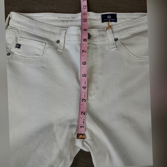 AG Adriano Goldschmied Legging Ankle Super Skinny Raw Hem White Jeans Sz 30 Flaw - Picture 9 of 16